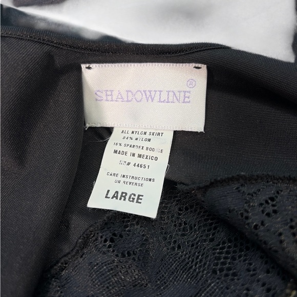 2- Shadowline Women's Nightgown Black Long Lace Bodice Silhouette Silky Nylon  L - Picture 11 of 16